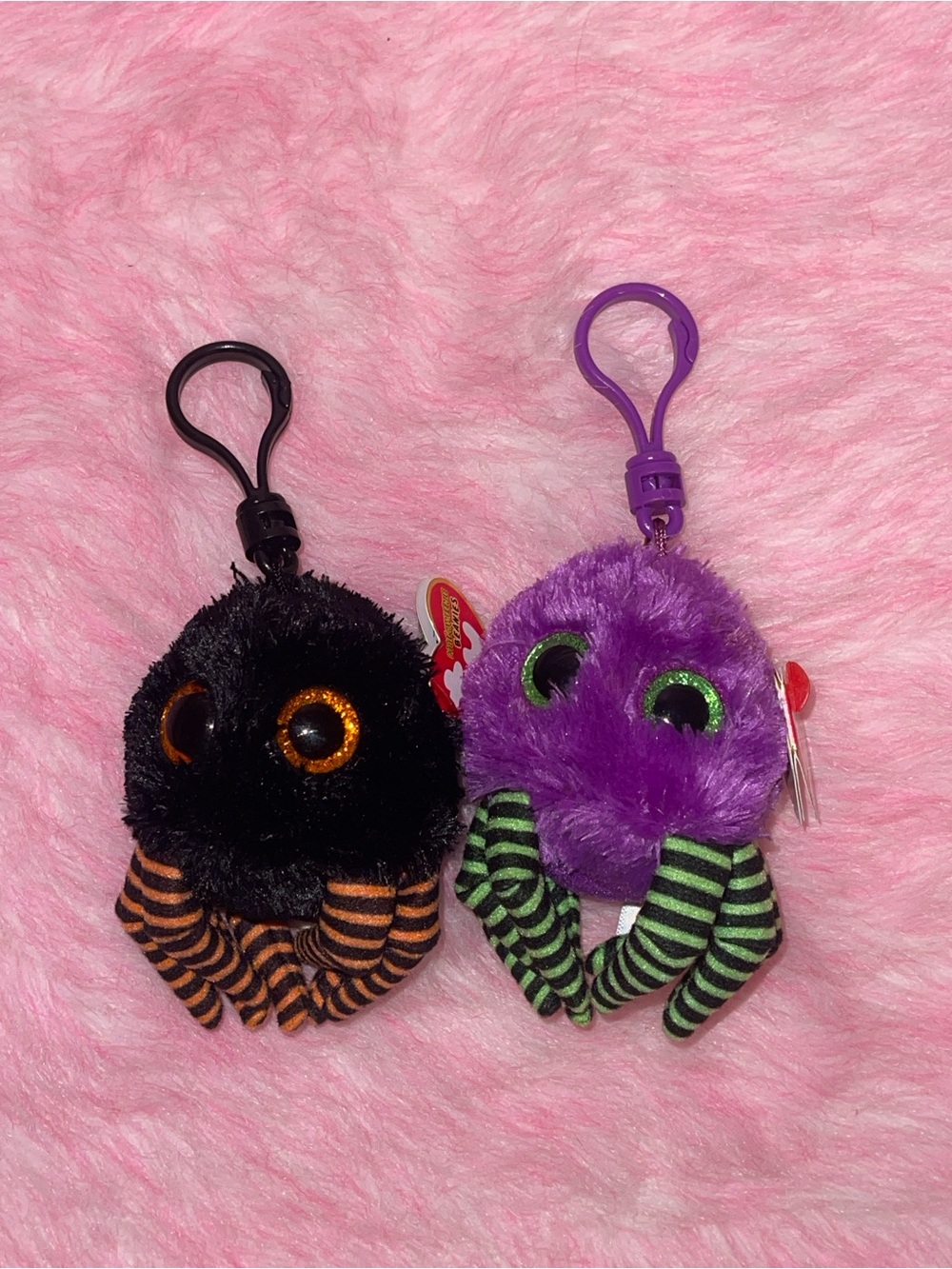 Halloween beanie boo keychain clip ty plush spider crawler spidey set lot goth